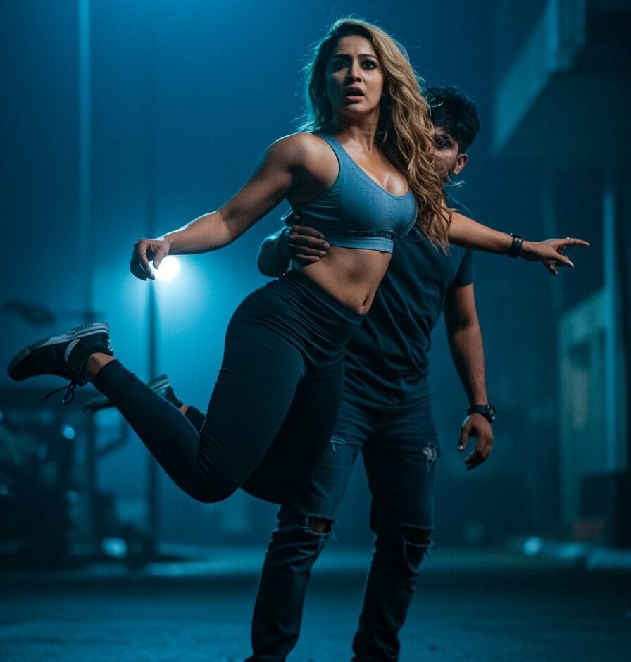 A conceptual image for a Bollywood gossip blog titled 'Namkeen Kisse 2025', showing three silhouettes of actresses against a glamorous, sparkling Mumbai skyline, representing rising stars in the Hindi film industry.