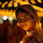 Urban Navratri 2025 celebrations showing vibrant garba and dandiya nights in city pandals filled with colorful lights and enthusiastic dancers.