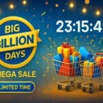 Flipkart Big Billion Days sale banner with shopping carts, countdown and festive lights