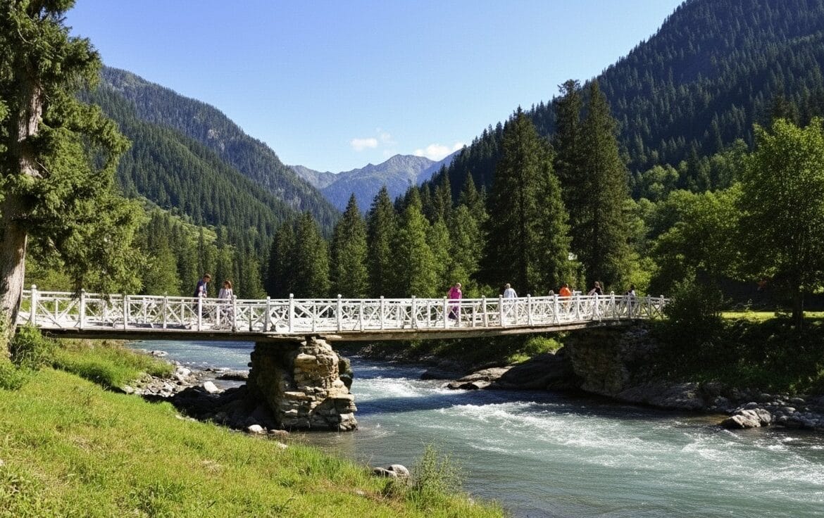Habba Khatoon peak over the Kishanganga River in Gurez Valley, Jammu & Kashmir
