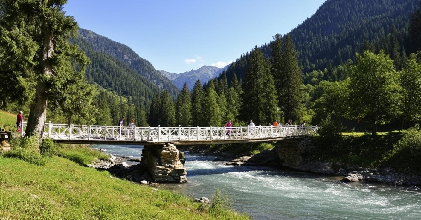 Habba Khatoon peak over the Kishanganga River in Gurez Valley, Jammu & Kashmir