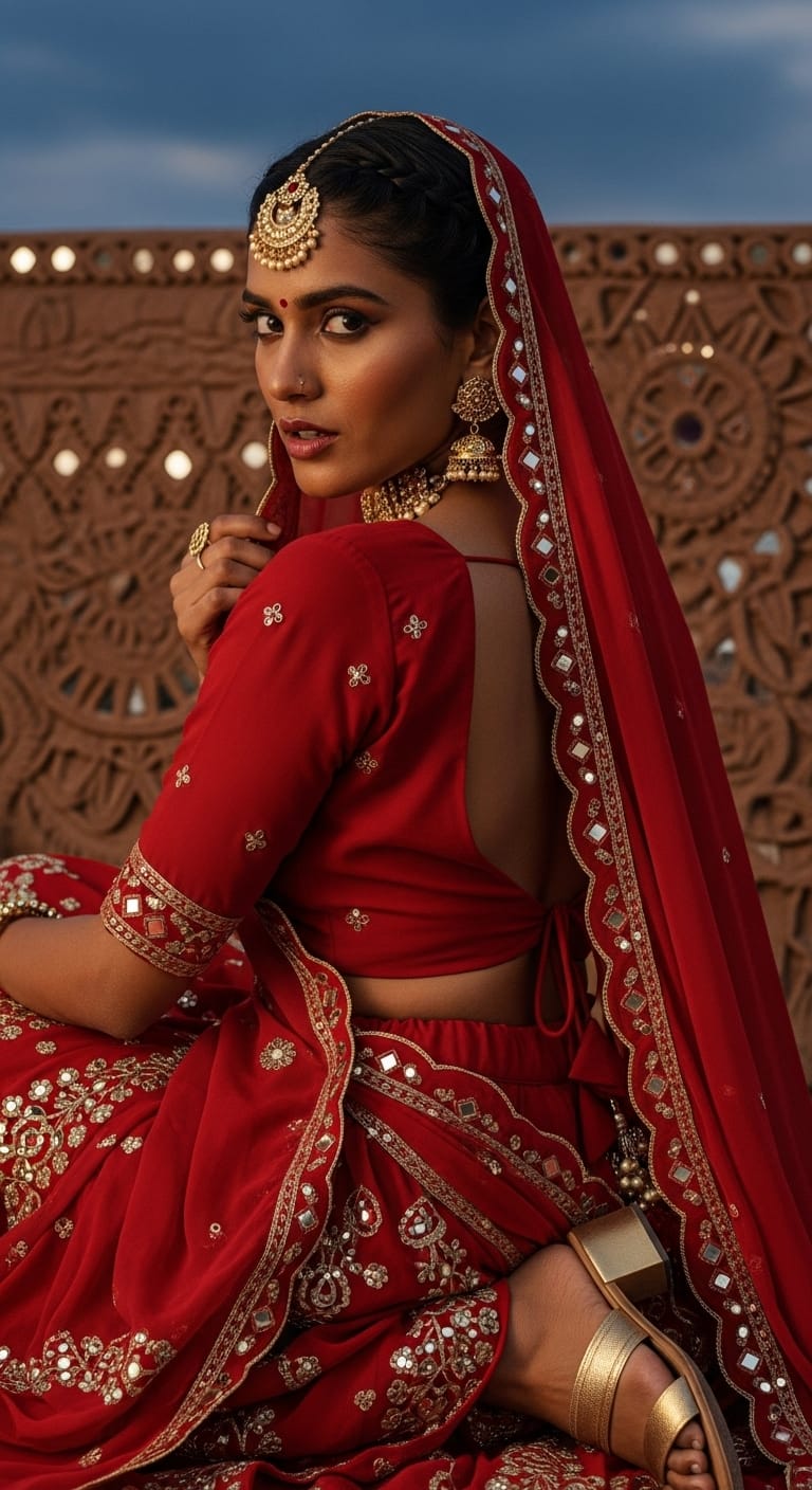 Red Navratri Day 2 outfit inspiration for Brahmacharini Puja