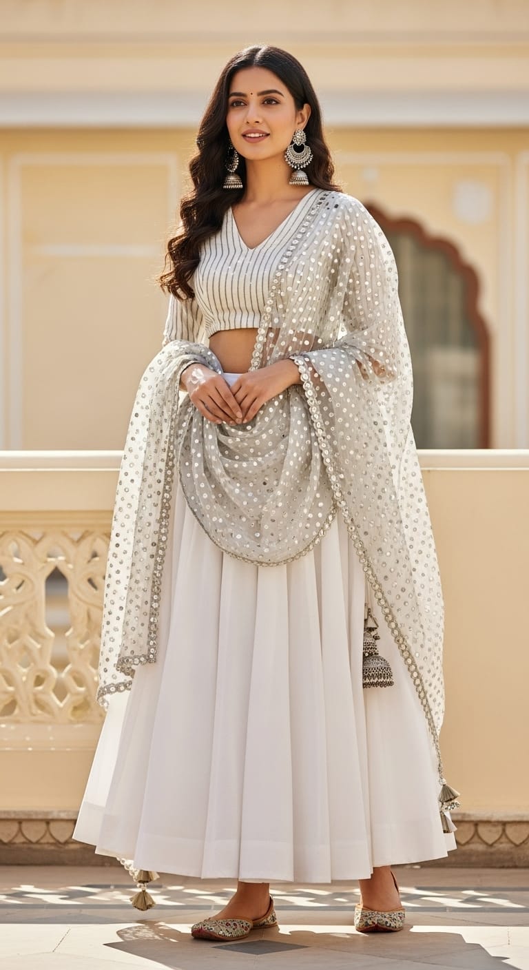 White salwar suit with gota work dupatta