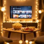 Hot Diwali binge guide with festive lights and OTT streaming setup
