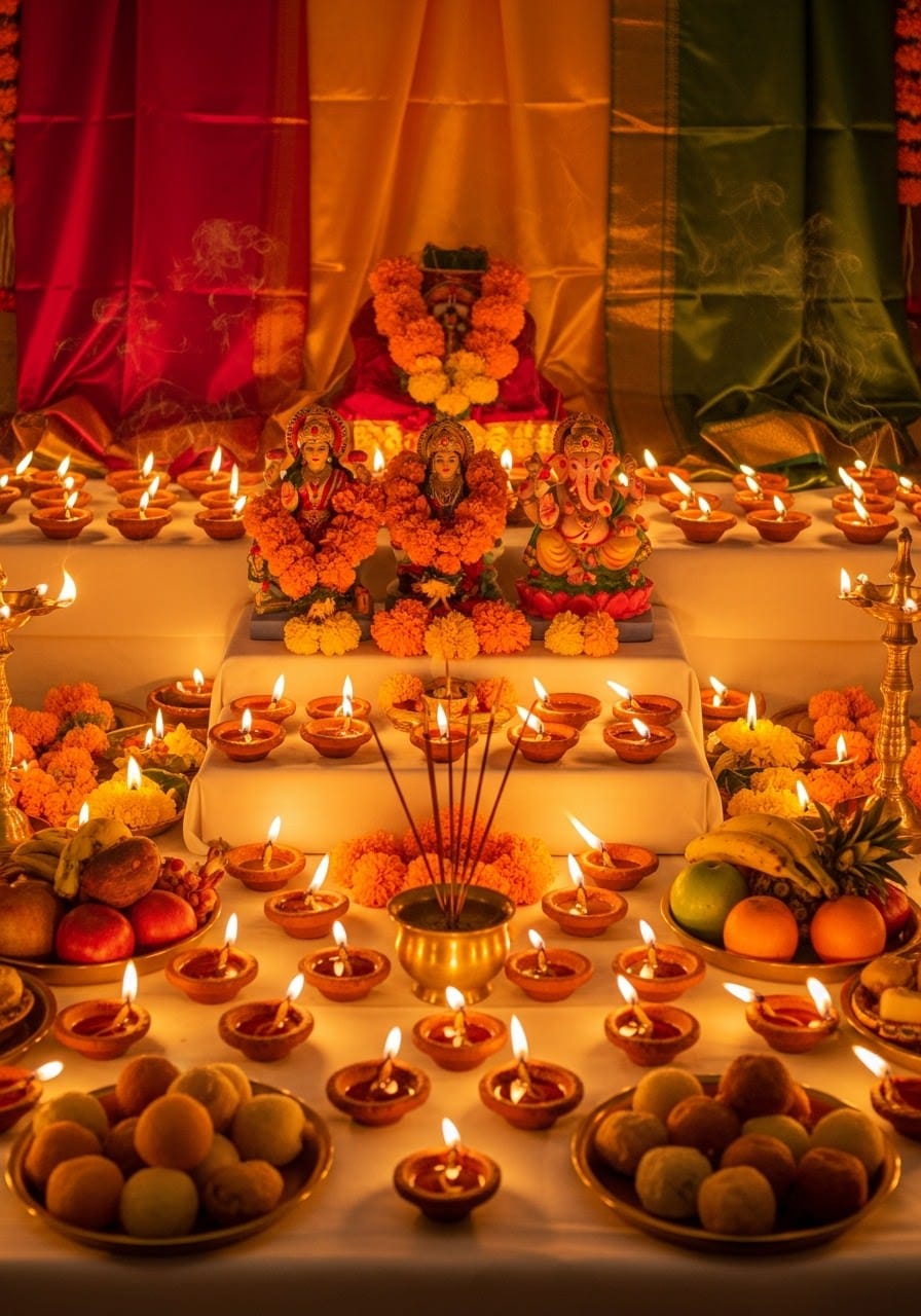 दीपावली की रात चोपड़ा पूजन में लक्ष्मी-गणेश के आगे नई खाताबही और कलम