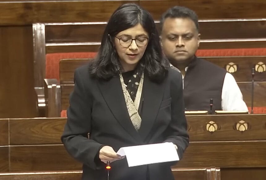 स्वाति मालीवाल राज्यसभा में दिल्ली प्रदूषण पर बोलती हुई