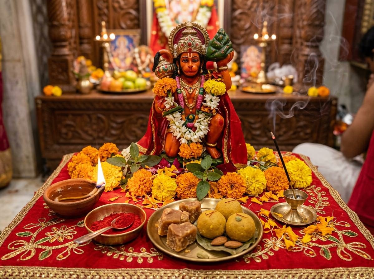 Saturday Balaji Hanuman puja offerings sindoor oil and laddu