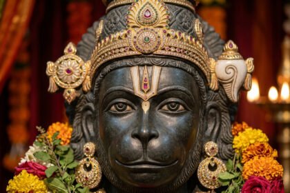 Balaji Hanuman child form sculpture closeup - divine miracle story on ALTT