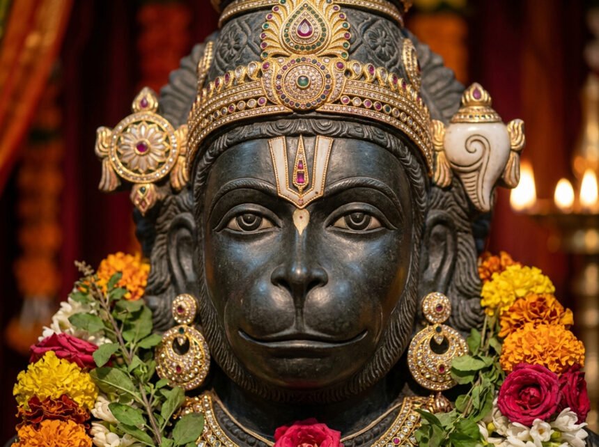 Balaji Hanuman child form sculpture closeup - divine miracle story on ALTT