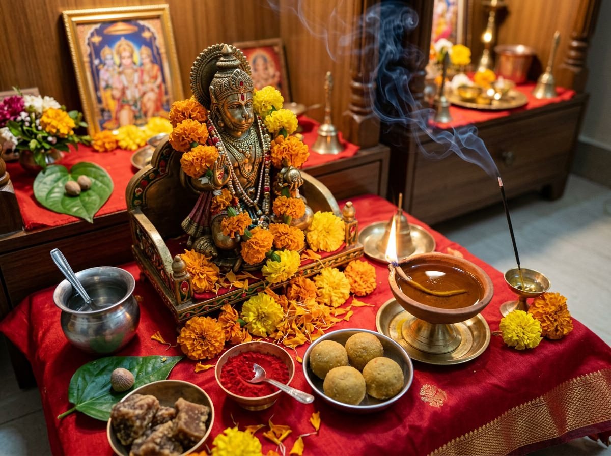 Saturday Balaji Hanuman puja offerings sindoor oil and laddu