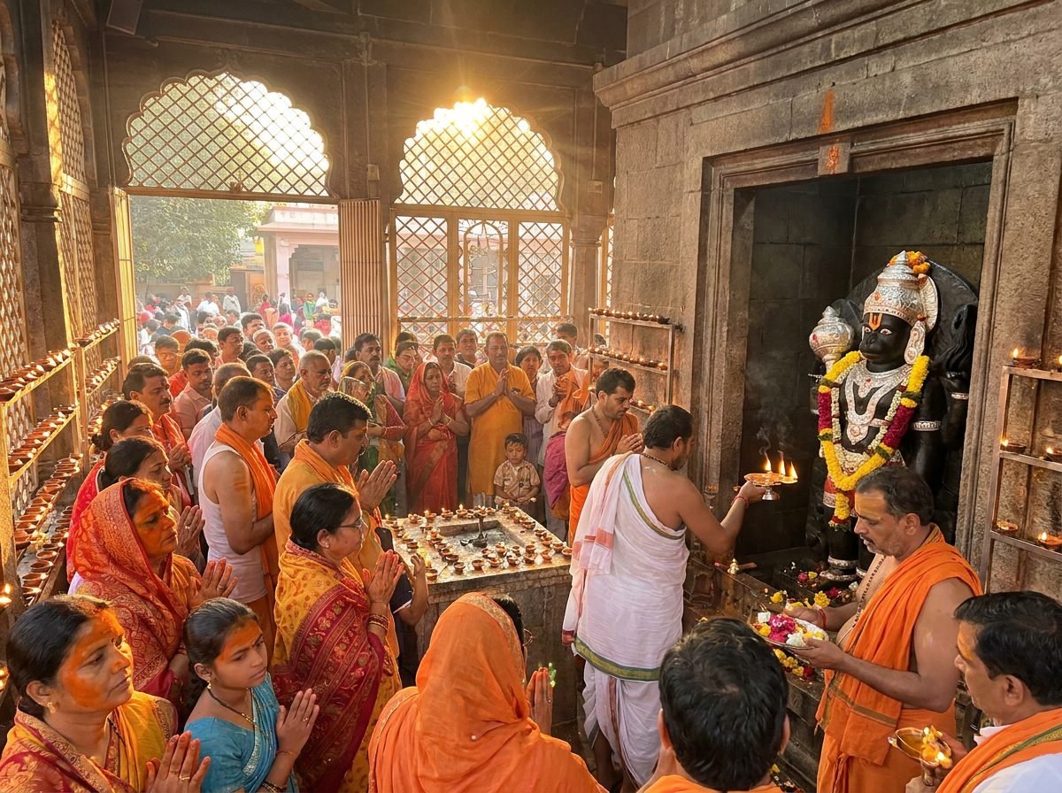 Saturday darshan at Balaji Hanuman temple with devotees