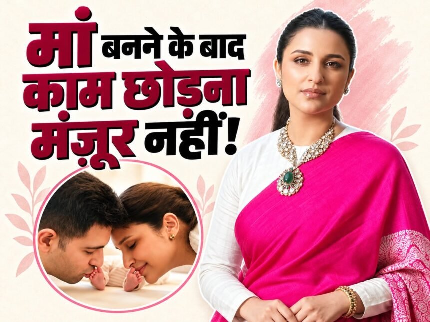 Parineeti Chopra featured in an entertainment graphic about balancing motherhood and her acting career after becoming a mother.